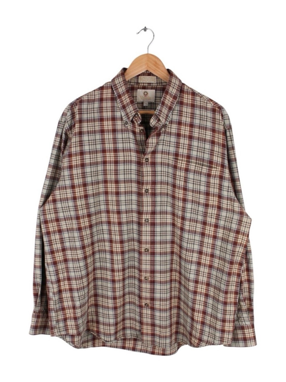 Vintage Viyella Plaid Flannel Button Down Shirt Cotton Wool‎ Blend Men's Size XL